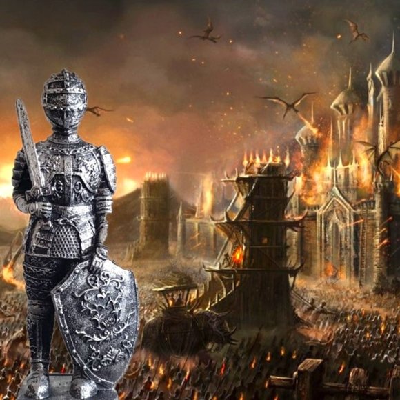 ⚜️ Medieval Templar Knight Warrior Sculptures ⚜️ 👑 ☠️ 4 pc Warrior Set  ☠️ 👑 - Picture 1 of 11